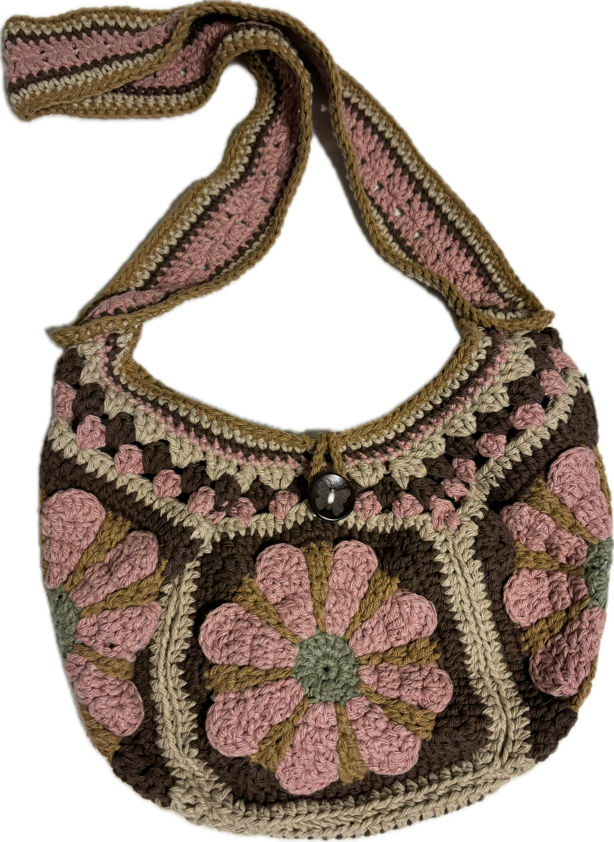 Hand bag-Pink Retro Daisy